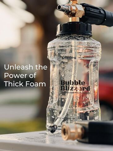 Bubble Blizzard Premium Foam Cannon للضغط الواسح ، وتصميم واضح شفاف واضح ، وزجاجة قابلة لإعادة التدوير بالكامل ، 1/4 بوصة QC ، 3300 رطل ، مثالية للسيارة والقوارب وغسل المنزل in Saudi Arabia
