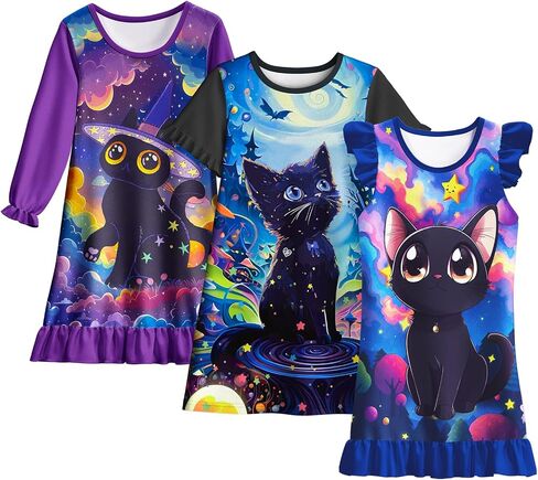 LQSZ Girls Lightgowns 3 عبوات صغيرة من نوم الصغار لباس نوم من أجل الفتيات من 3 إلى 10 سنوات in Kuwait