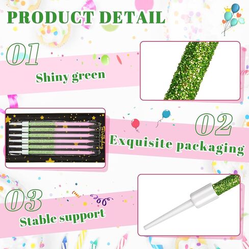 TaoBary 24 Pcs Green and Pink Birthday Candles for Cake, Witch Birthday Cake Candles, Glitter Sparkly, Cute Cupcake Topper for Witch Wedding Baby Shower Glitter Party Decorations in Saudi Arabia