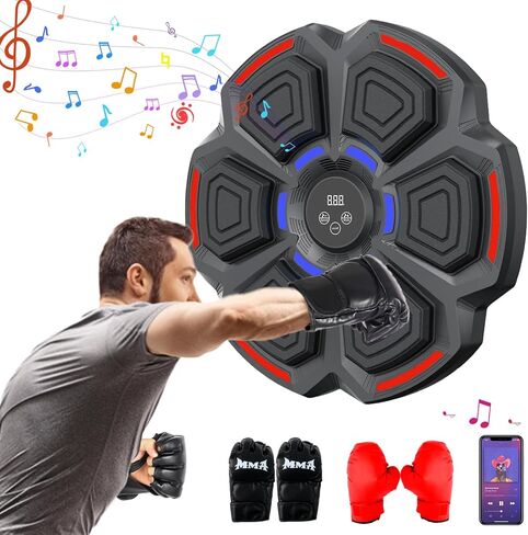 2024 Upgrade Intelligent Music Boxing Machine, Electronic Boxing Trainer with Gloves, Music Workout Machine with Smart Display Screen Punching Machine for Adults, Good Gift for Birthday in Saudi Arabia
