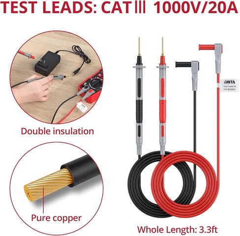 BINTA 25PCS Silicone Multimeter Test Leads Kit with Test Probes Replaceable Probes Set 4PCS Large/Medium Alligator Clips Test Hook, Professional Leads Set for Digital Electrical Multimeter Testing in Saudi Arabia