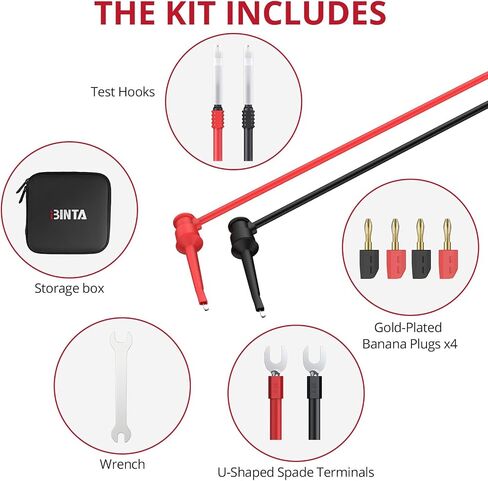 BINTA 25PCS Silicone Multimeter Test Leads Kit with Test Probes Replaceable Probes Set 4PCS Large/Medium Alligator Clips Test Hook, Professional Leads Set for Digital Electrical Multimeter Testing in Saudi Arabia
