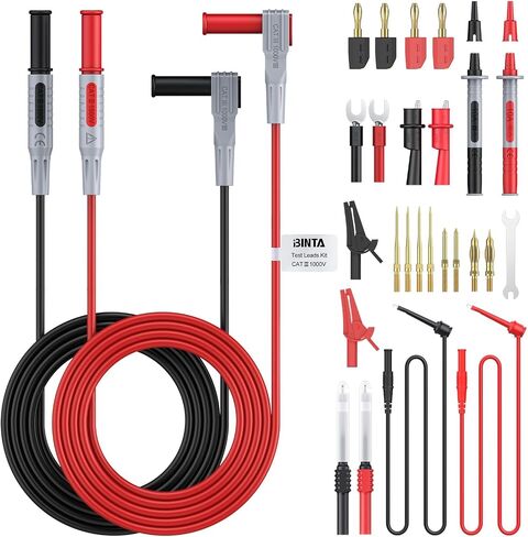 BINTA 25PCS Silicone Multimeter Test Leads Kit with Test Probes Replaceable Probes Set 4PCS Large/Medium Alligator Clips Test Hook, Professional Leads Set for Digital Electrical Multimeter Testing in Saudi Arabia
