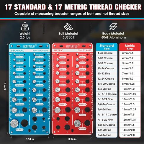 Nut and Bolt Thread Checker Standard and Metric,Bolt Size and Thread Gauge (34 Thread Checker) in Saudi Arabia