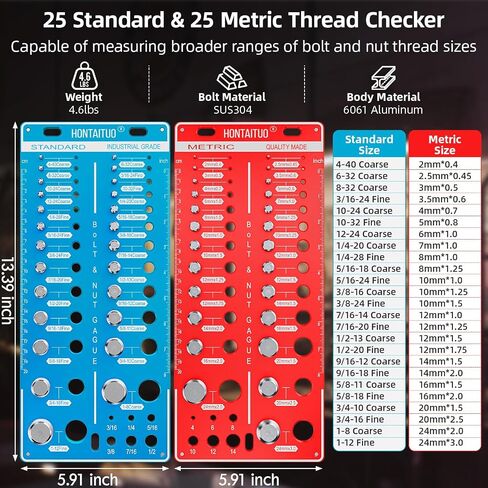 Nut and Bolt Thread Checker Standard and Metric,Bolt Size and Thread Gauge (34 Thread Checker) in Saudi Arabia