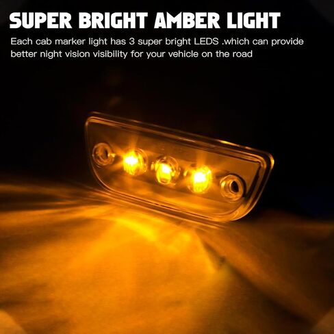 x xotic tech Cab Roof Top Clearance Marker LED Fender Side Marker Signal Light Lamps Assemblies, Compatible with Kenworth T680 2015-2017, T880 2015 (Amber Smoked Lens) in Saudi Arabia