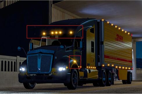 x xotic tech Cab Roof Top Clearance Marker LED Fender Side Marker Signal Light Lamps Assemblies, Compatible with Kenworth T680 2015-2017, T880 2015 (Amber Smoked Lens) in Saudi Arabia