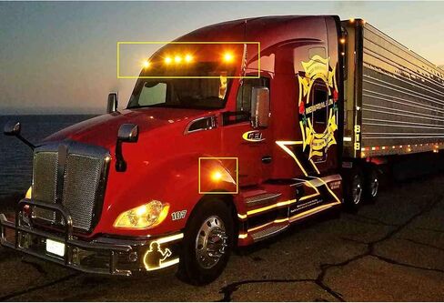 x xotic tech Cab Roof Top Clearance Marker LED Fender Side Marker Signal Light Lamps Assemblies, Compatible with Kenworth T680 2015-2017, T880 2015 (Amber Smoked Lens) in Saudi Arabia