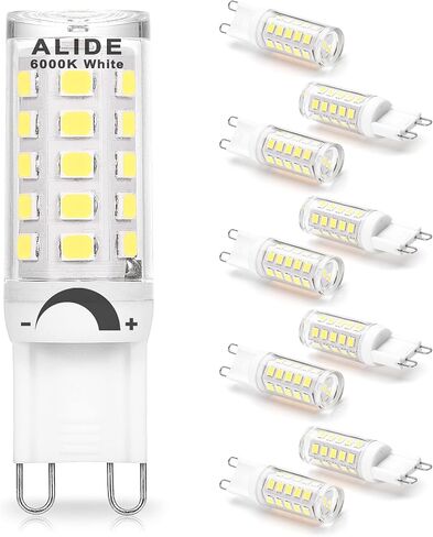 ALIDE G9 Led Bulbs Dimmable 3W Replace 20W 25W 30W Halogen Equivalent,2700K Soft Warm White, AC120V G9 Clear T4 Bi-pin Led Bulbs for Chandelier Pendant Wall Home Lighting,300LM,360 Deg,10Pack in Saudi Arabia