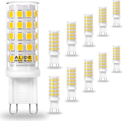 ALIDE G9 Led Bulbs Dimmable 3W Replace 20W 25W 30W Halogen Equivalent,2700K Soft Warm White, AC120V G9 Clear T4 Bi-pin Led Bulbs for Chandelier Pendant Wall Home Lighting,300LM,360 Deg,10Pack in Saudi Arabia