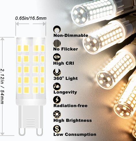 ALIDE G9 Led Bulbs Dimmable 3W Replace 20W 25W 30W Halogen Equivalent,2700K Soft Warm White, AC120V G9 Clear T4 Bi-pin Led Bulbs for Chandelier Pendant Wall Home Lighting,300LM,360 Deg,10Pack in Saudi Arabia