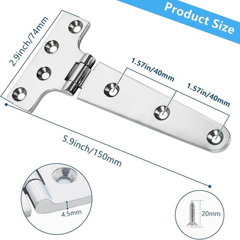 316 Stainless Steel Boat Hatch Hinges,4inchx 2inch (100 X 50 mm) Polished Marine Hinge,Marine Boat Hatch Heavy Duty Hinges with Screws,for Boats, Yachts, Doors, Deck,Windows, Cabinets (2 Pack) in Saudi Arabia