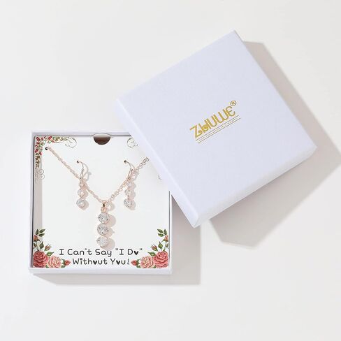 Bridesmaid Jewelry Set Gift for Women 18K Gold or Rose Gold or Silver Plated Necklace Earring Set for Wedding in Kuwait