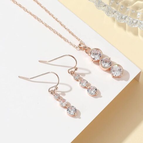 Bridesmaid Jewelry Set Gift for Women 18K Gold or Rose Gold or Silver Plated Necklace Earring Set for Wedding in Kuwait