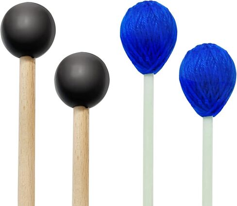 Marimba Mallets Glockenspiel Sticks 1 Pair Medium Hard Yarn Head Marimba Mallets,1 Pair Felt Head Timpani Mallet and 1 Pair Rubber Mallets Sticks for Percussion Bass Timpani Instrument Bell in Saudi Arabia