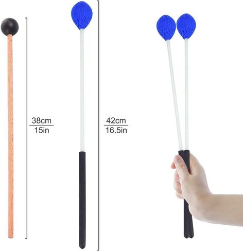 Marimba Mallets Glockenspiel Sticks 1 Pair Medium Hard Yarn Head Marimba Mallets,1 Pair Felt Head Timpani Mallet and 1 Pair Rubber Mallets Sticks for Percussion Bass Timpani Instrument Bell in Saudi Arabia
