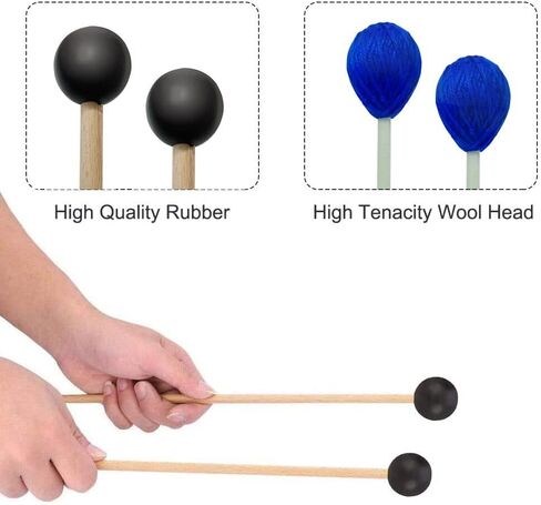 Marimba Mallets Glockenspiel Sticks 1 Pair Medium Hard Yarn Head Marimba Mallets,1 Pair Felt Head Timpani Mallet and 1 Pair Rubber Mallets Sticks for Percussion Bass Timpani Instrument Bell in Saudi Arabia