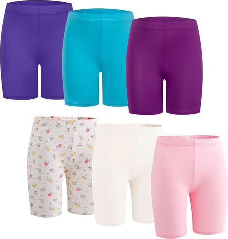 6 Pack Girls Dance Shorts Breathable Bike Shorts for Sports Play Underdress 3-12Y in Saudi Arabia