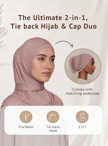 Voile Chic For Instant Hijab Racf for Women-2 قطعة Amira Slip-on Premium Jersey Hijab Dickrf Wrap in Kuwait