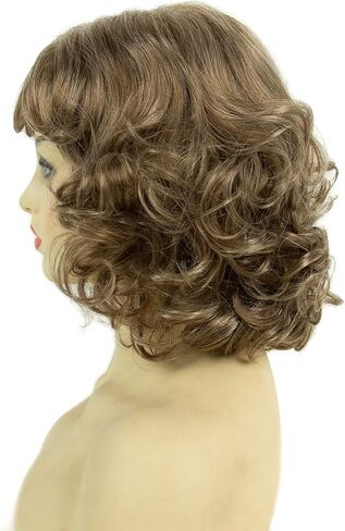 المستعارين الفضي الأبيض القصيرة المجعد للنساء مقاومة للحرارة الشعر الاصطناعي موجة شعر مستعار للسيدة العجوز السيدة كلوز شعر مستعار (أبيض) in Kuwait