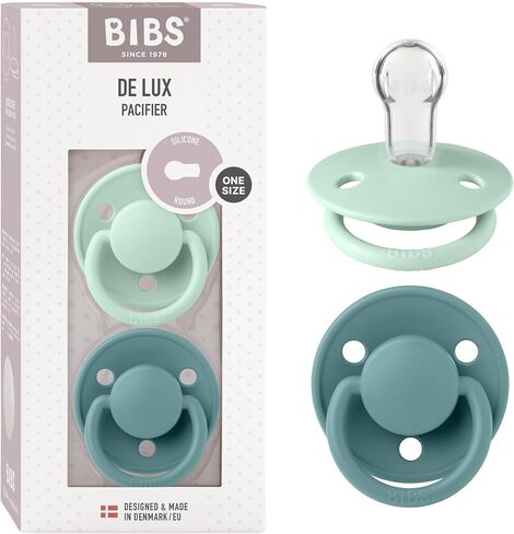 لهايات BIBS - مجموعة دي لوكس | لهاية أطفال خالية من مادة BPA | صنع في الدنمارك | مجموعة من 2 لهايات فاخرة بلون الخردل/البترول | مقاس واحد in Saudi Arabia