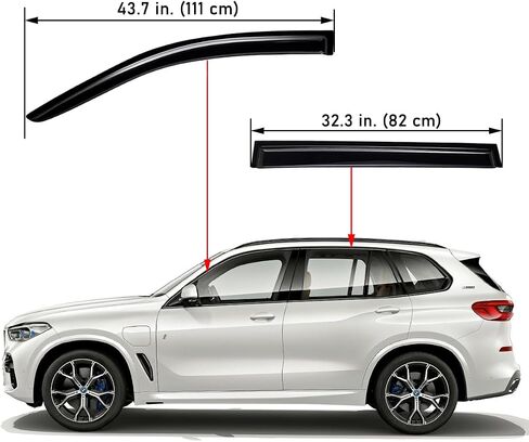 Lightronic Extra Durable Outside Mount Auto Vent Window Visor, Fits 2019-2023 BMW X5, UV Protection Rain Guard, Smoke Original Wind Deflector, No-Drill Easy Install, 4-Pcs in Saudi Arabia