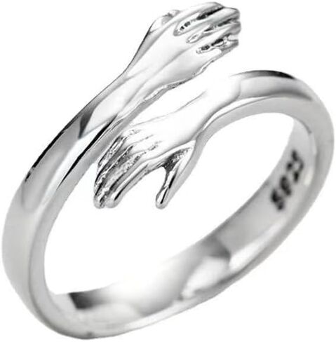 Simple Hug Ring for Women Gold Silver Copper Polishing Open Adjustable Hugging Hands Rings for Friend Lover Gift in Saudi Arabia