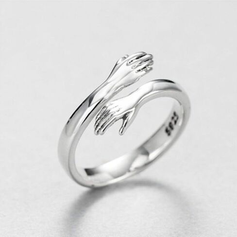 Simple Hug Ring for Women Gold Silver Copper Polishing Open Adjustable Hugging Hands Rings for Friend Lover Gift in Saudi Arabia