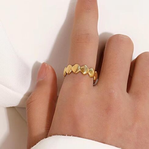 Huasai Gold Seashell Starfish Shell Ring Ring Dainty Beachy Rings للنساء المجوهرات الصيفية غير المشوهة للنساء شاطئية الإكسسوارات الحفلات الصيفية in Kuwait