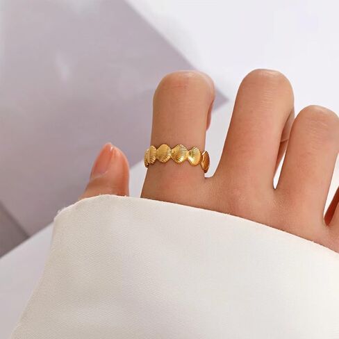 Huasai Gold Seashell Starfish Shell Ring Ring Dainty Beachy Rings للنساء المجوهرات الصيفية غير المشوهة للنساء شاطئية الإكسسوارات الحفلات الصيفية in Kuwait