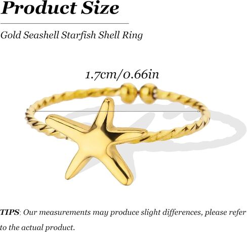 Huasai Gold Seashell Starfish Shell Ring Ring Dainty Beachy Rings للنساء المجوهرات الصيفية غير المشوهة للنساء شاطئية الإكسسوارات الحفلات الصيفية in Kuwait