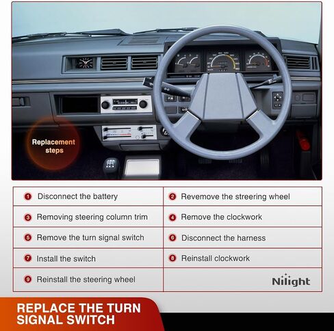 Nilight Turn Switch Switch متوافق مع 1986 1988 1989 1990 1991 1992 1993 Nissan Pickup D21 Pathfinder 1986 720 1987 1989-1990 Sentra 1987-1989 Stanza Combination Lever in Saudi Arabia