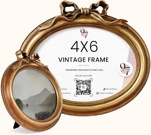 97 Decor 5x7 Oval Picture Frame - Vintage 5x7 Picture Frame Gold, Rustic 5x7 Gold Frame, Ornate Photo Frame 5 By 7 Picture Frame For Tabletop And Wall Hanging in Kuwait