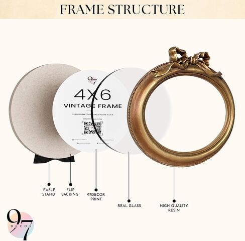 97 Decor 5x7 Oval Picture Frame - Vintage 5x7 Picture Frame Gold, Rustic 5x7 Gold Frame, Ornate Photo Frame 5 By 7 Picture Frame For Tabletop And Wall Hanging in Kuwait