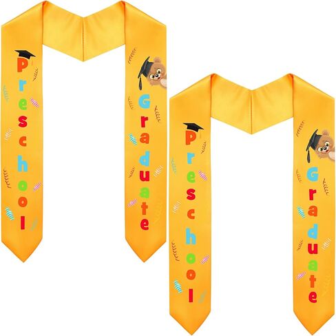 2 Pieces Yellow Kindergarten Graduation Stole 2025 Kids Graduation Sash Grad Classroom Party Favors Class of 2025 Graduate Gift in Kuwait