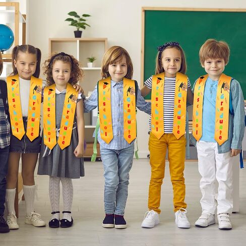 2 Pieces Yellow Kindergarten Graduation Stole 2025 Kids Graduation Sash Grad Classroom Party Favors Class of 2025 Graduate Gift in Kuwait