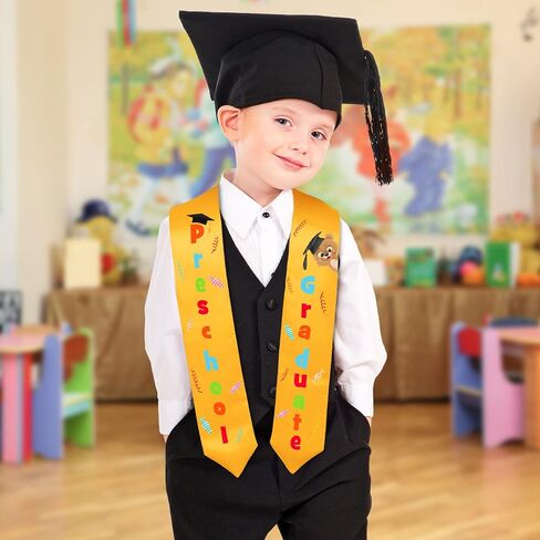 2 Pieces Yellow Kindergarten Graduation Stole 2025 Kids Graduation Sash Grad Classroom Party Favors Class of 2025 Graduate Gift in Kuwait
