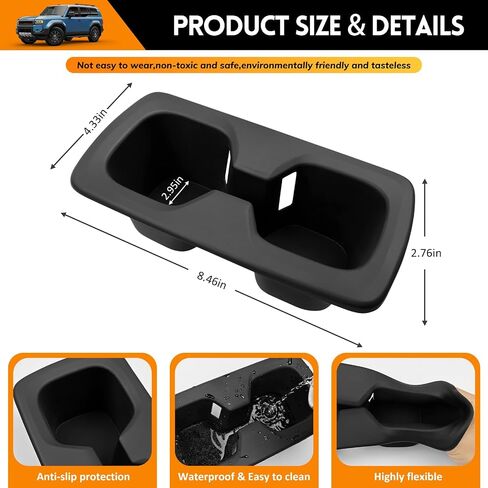 2Row Cup Holder Compatible with Toyota Land Cruiser 250 Prado J250 LC250 2024 2025 Accessories,Insert Drink Trunk Organizer Cup Holder Inserts Replacement Interior Silicone Black(2 Row) in Kuwait