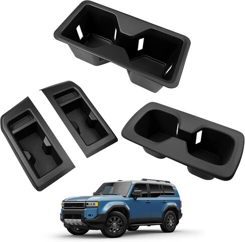 2Row Cup Holder Compatible with Toyota Land Cruiser 250 Prado J250 LC250 2024 2025 Accessories,Insert Drink Trunk Organizer Cup Holder Inserts Replacement Interior Silicone Black(2 Row) in Kuwait