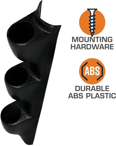 GlowShift Universal RHD Black Triple Gauge Guge - يناسب أي طراز/طراز - محرك اليد اليمنى - ABS Plastic - مقاييس 2-1/16 "(52 مم) إلى مركبة A -Pillar's in Saudi Arabia