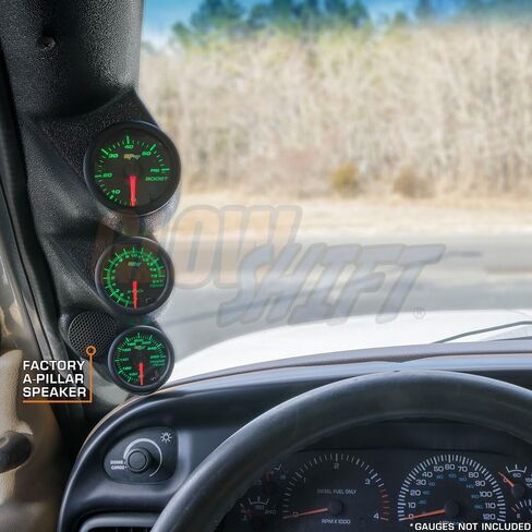 Glowshift Black Triple Pare Gauge Pod متوافق مع Dodge Ram Cummins 1500 2500 3500 1998-2002 - GAUGES ABS Plastic ABS (3) 2-1/16 "(52 مم) in Saudi Arabia