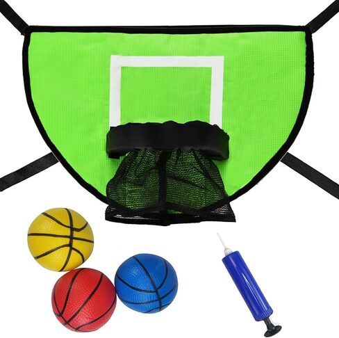 Trampoline Basketball Hoop with Pump and Mini Ball, Waterproof, Sunscreen Soft Materials, Easy to Assemble Sturdy for Dunk Fit, Trampoline Accessory of Trampoline and All Ages, Blue in Saudi Arabia