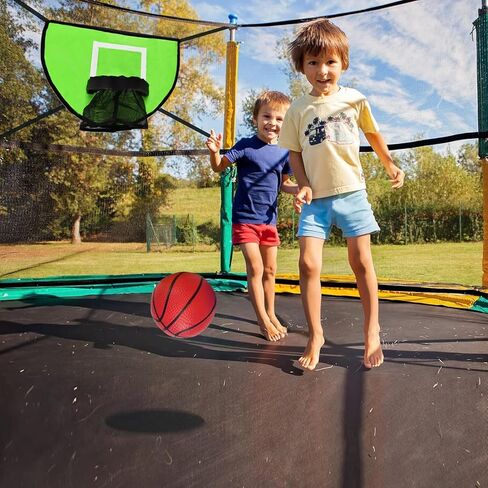 Trampoline Basketball Hoop with Pump and Mini Ball, Waterproof, Sunscreen Soft Materials, Easy to Assemble Sturdy for Dunk Fit, Trampoline Accessory of Trampoline and All Ages, Blue in Saudi Arabia