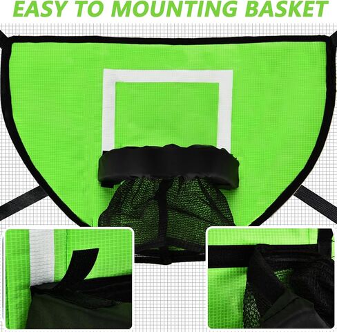 Trampoline Basketball Hoop with Pump and Mini Ball, Waterproof, Sunscreen Soft Materials, Easy to Assemble Sturdy for Dunk Fit, Trampoline Accessory of Trampoline and All Ages, Blue in Saudi Arabia