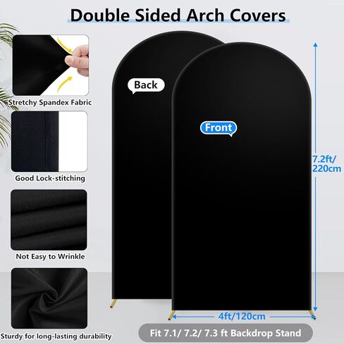 Hemmotop Stretchy Arch Backdrop Cover, Black, 6ft | Double-Sided, Perfect 360° Decor, Spandex, for Birthday, Baby Shower Party, Banquet, Reusable for Balloon Arches in Saudi Arabia