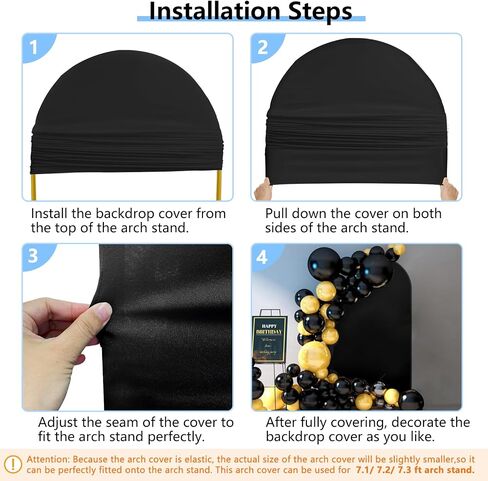 Hemmotop Stretchy Arch Backdrop Cover, Black, 6ft | Double-Sided, Perfect 360° Decor, Spandex, for Birthday, Baby Shower Party, Banquet, Reusable for Balloon Arches in Saudi Arabia