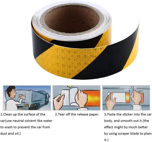 Onerbuy Waterproof Reflective Safety Tape Hazard Caution Warning Sticker High Visibility Strong Adhesive Reflector Roll for Cars, Trucks, Trailers, 6M/20ft, Red & White in Saudi Arabia