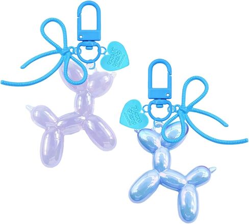 Dreuyet 2Pcs Jelly Balloon Dog Keychains Kawaii Cute Bag Purse Charms Key Chain with Bow Y2K Aesthetic Accessories in Saudi Arabia