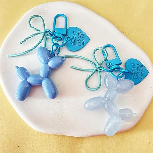 Dreuyet 2Pcs Jelly Balloon Dog Keychains Kawaii Cute Bag Purse Charms Key Chain with Bow Y2K Aesthetic Accessories in Saudi Arabia