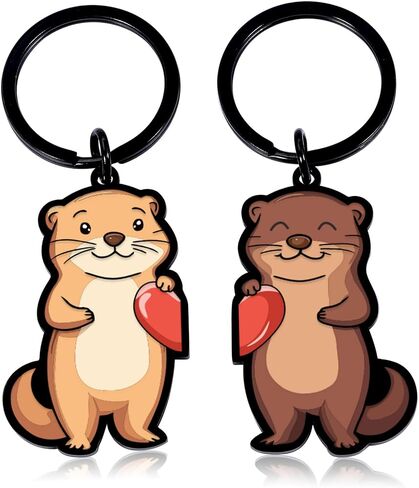 2 PCS Otter Keychain ، هدايا أعياد الميلاد لعشاق Otter ، وسلاسل المفاتيح المطابقة للأزواج ، وأشجار سلة عيد الفصح للبالغين ، هدايا زفاف الذكرى الأولى للزوجة زوجة زوجة صديقها عيد الحب in Saudi Arabia